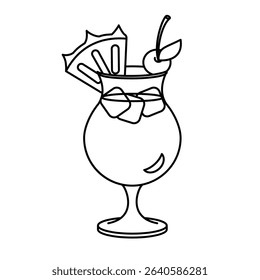Cocktail Drink Line Vector Isolated