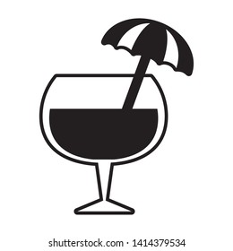 cocktail drink liquor umbrella icon vector illustration