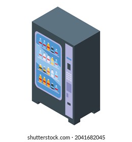 Icono de máquina de bebidas de cóctel vector isométrico. Botella de agua. Maquinaria para café