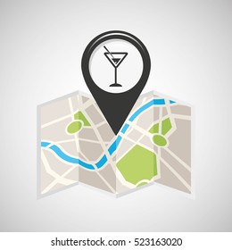 cocktail drink map pin pointer design vector illustration eps 10