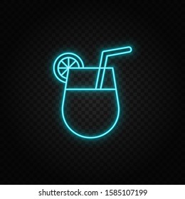 cocktail, drink neon icon. Blue and yellow neon vector icon.