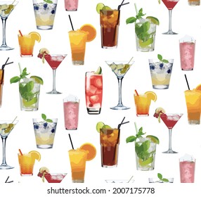 Cocktail drink pattern with a fresh summer vibes