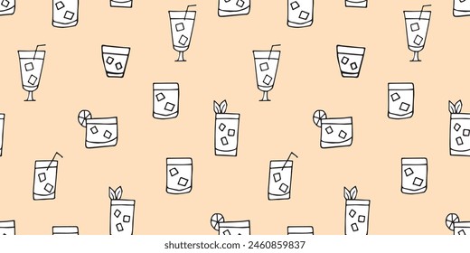 cocktail. drink. the pattern. seamless pattern. the pattern. delicious drinks. bright colors. retro. for textiles. for paper. vector. a beautiful pattern.