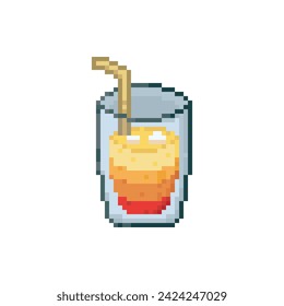 Cocktail drink, pixel art illustration