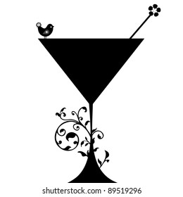 Cocktail drink Silhouette isolated on White background