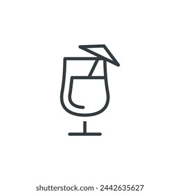 Cocktail drink umbrella glass icon, vector illustration