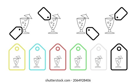 Cocktail drink vector icon in tag set illustration for ui and ux, website or mobile application