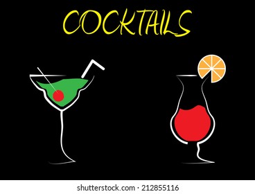Cocktail Drinks Background. Vector