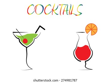 Cocktail Drinks Background. Vector
