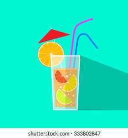 Cocktail Drinks Glass Flat Icon Vector Illustration