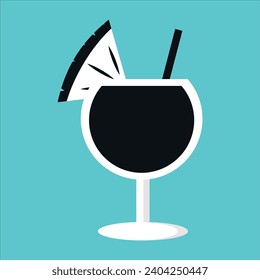 A cocktail . Drinks on the biue background. Vector