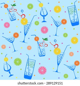 Cocktail drinks seamless pattern. Vector illustration