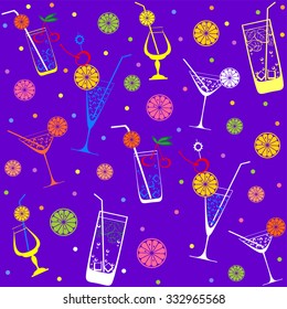 Cocktail drinks seamless pattern. Vector illustration