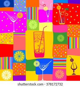 Cocktail drinks seamless pattern. Vector illustration