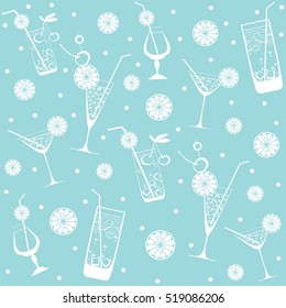 Cocktail drinks seamless pattern. Vector illustration