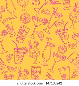 Cocktail drinks seamless vector illustration