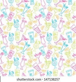 Cocktail drinks seamless vector illustration