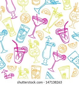 Cocktail drinks seamless vector illustration