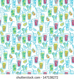 Cocktail drinks seamless vector illustration