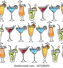 Cocktail drinks vector illustration pattern