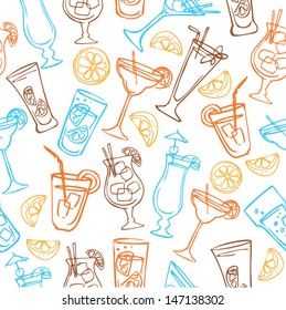 Cocktail drinks vector illustration pattern