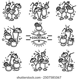 Cocktailelemente-Set. Kollektionssymbol-Cocktail. Vektorgrafik