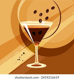 Cocktail Espresso Martini vector retro illustration