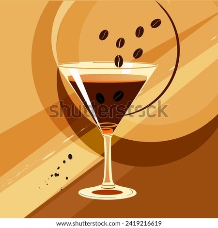 Cocktail Espresso Martini vector retro illustration