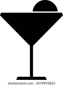 Cocktail flat black vector icon.