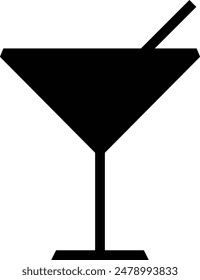 Icono de Vector negro plano de cóctel.