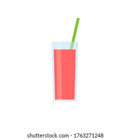 Cocktail flat, drink with a straw icon, vector illustration isolated on a white background