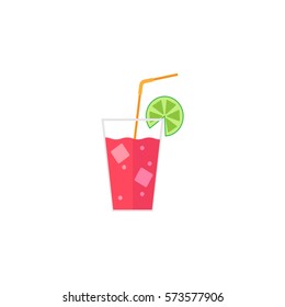 Cocktail flat icon, food & drink, tipple, a colorful solid pattern on a white background, eps 10.