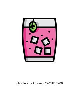 Cocktail Flat Icon Isolated On White Background