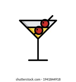 Cocktail Flat Icon Isolated On White Background