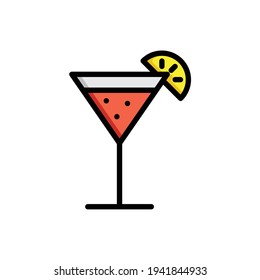 Cocktail Flat Icon Isolated On White Background