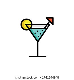 Cocktail Flat Icon Isolated On White Background