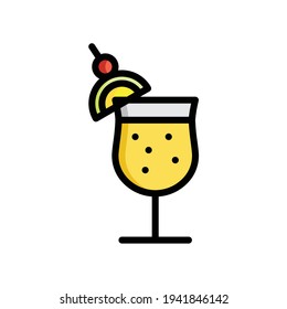 Cocktail Flat Icon Isolated On White Background