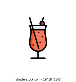 Cocktail Flat Icon Isolated On White Background