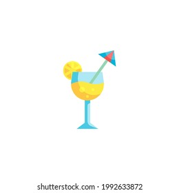 Cocktail-Flat-Symbol einzeln auf weißem Hintergrund