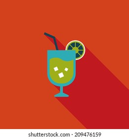 cocktail flat icon with long shadow