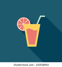 cocktail flat icon with long shadow