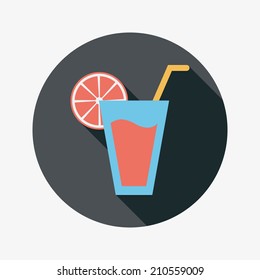 cocktail flat icon with long shadow