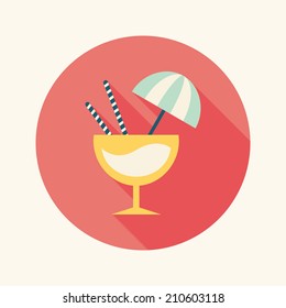 cocktail flat icon with long shadow