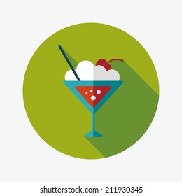 cocktail flat icon with long shadow