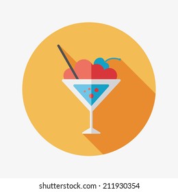 cocktail flat icon with long shadow