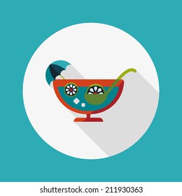 cocktail flat icon with long shadow