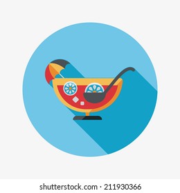 cocktail flat icon with long shadow