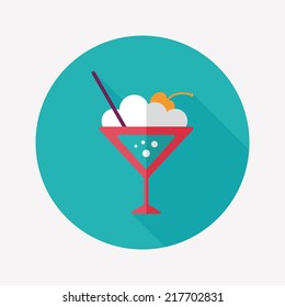 cocktail flat icon with long shadow