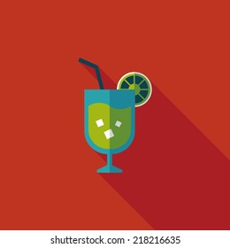 cocktail flat icon with long shadow