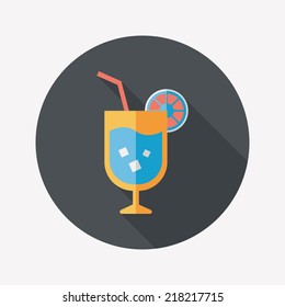 cocktail flat icon with long shadow